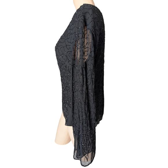 Vintage‎ Chiffon Beaded Top Women Large Whimsigoth Party Cocktail Fairy Grunge - Picture 2 of 7